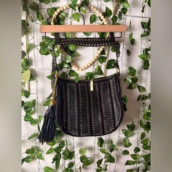 Michael Kors Brooklyn Large Grommet Convertible Hobo Black Leather Bag